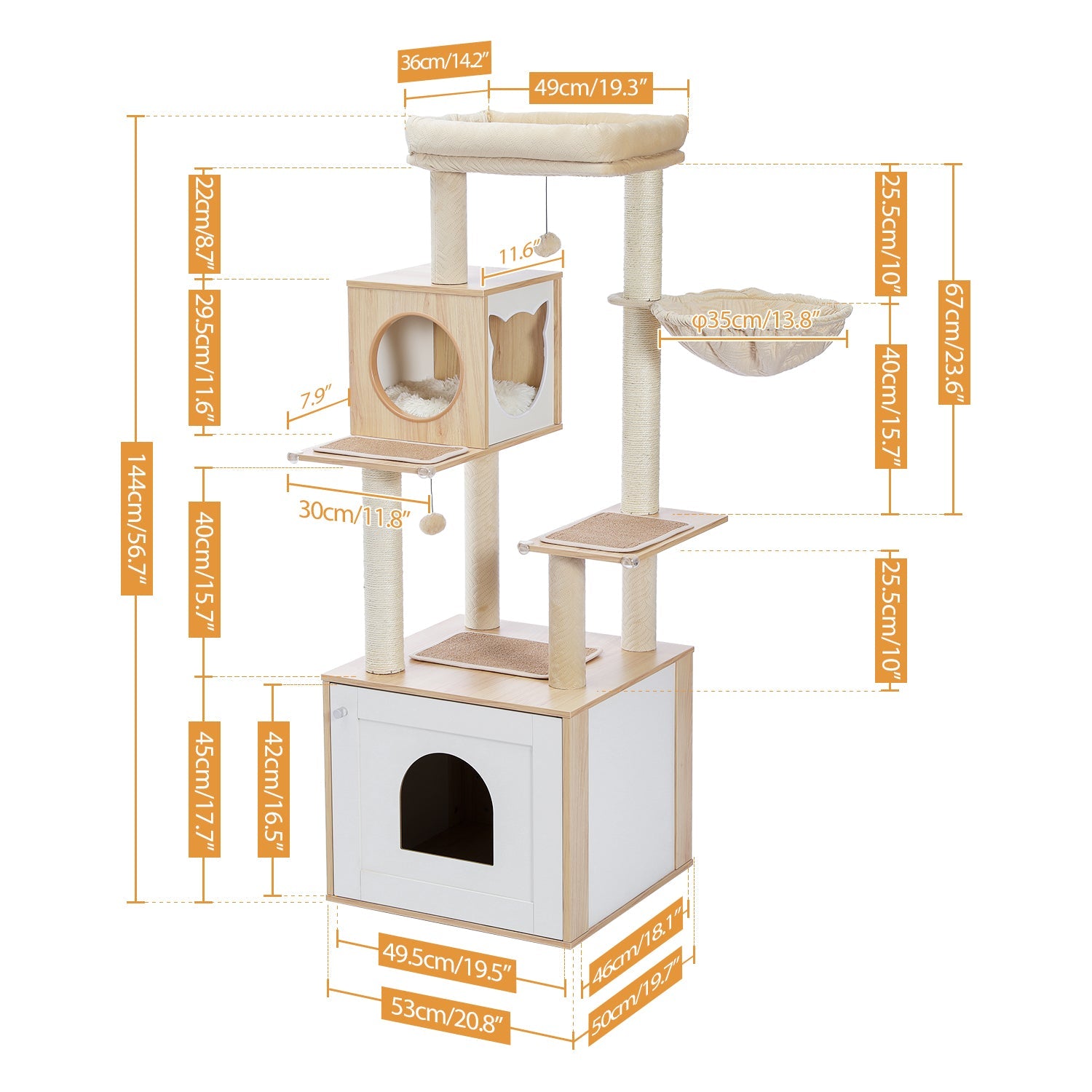 Pawzzoo Deluxe Condos Wooden Beige Cat Tower
