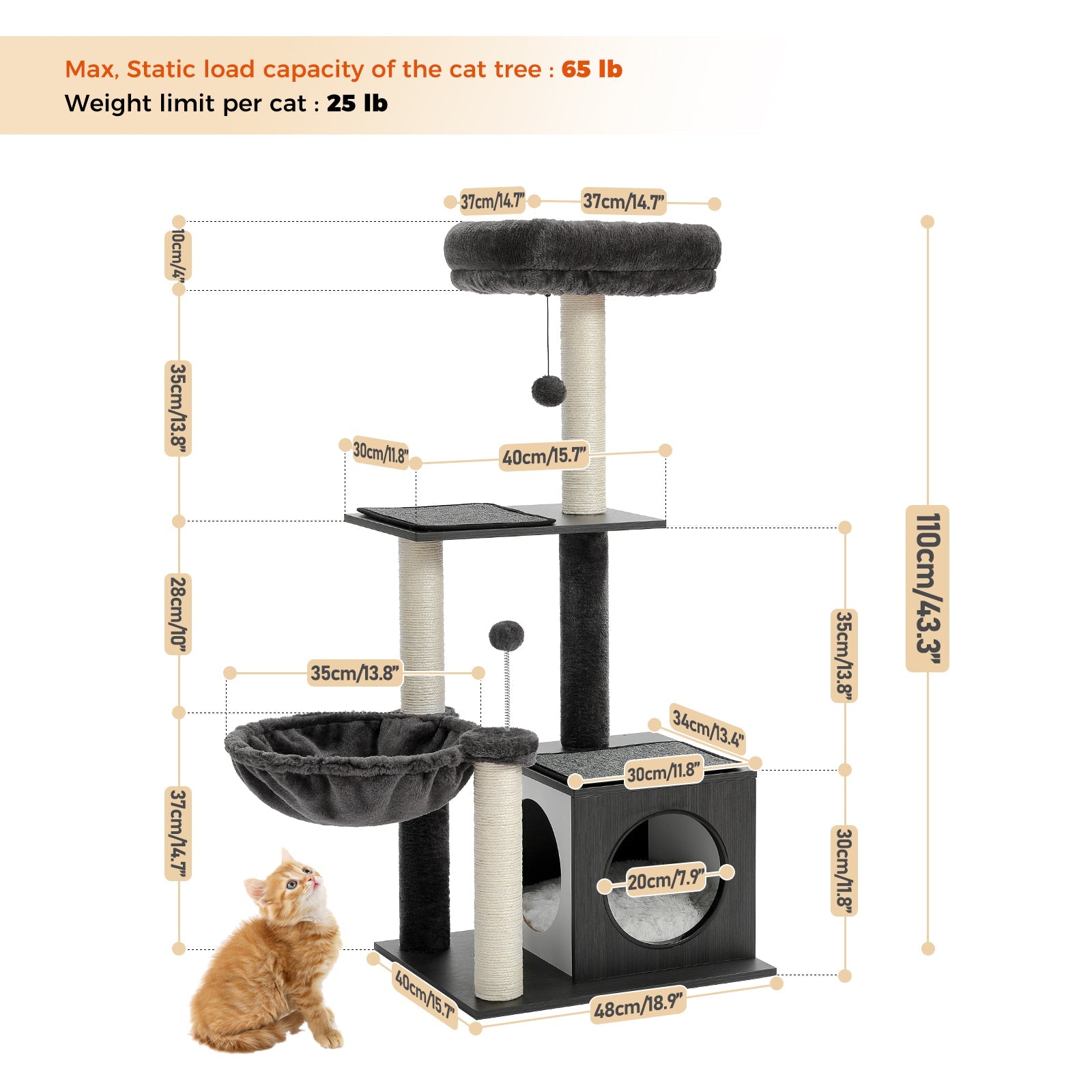Pawzzoo Cool Large Hammock Modern Cat Tree