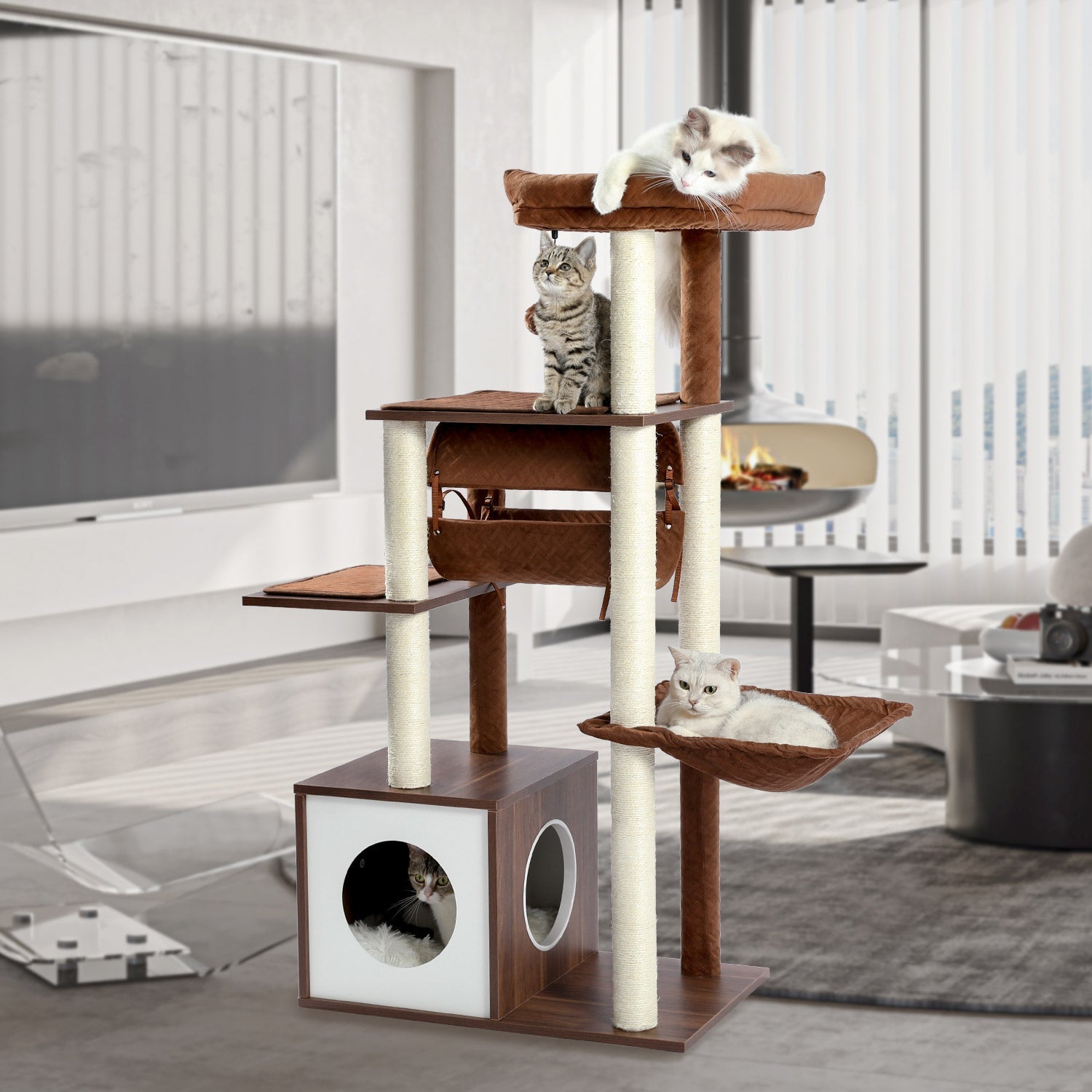 PAWZ Road Tunnel Modern Cat Tree Furniture - AMT0102BN
